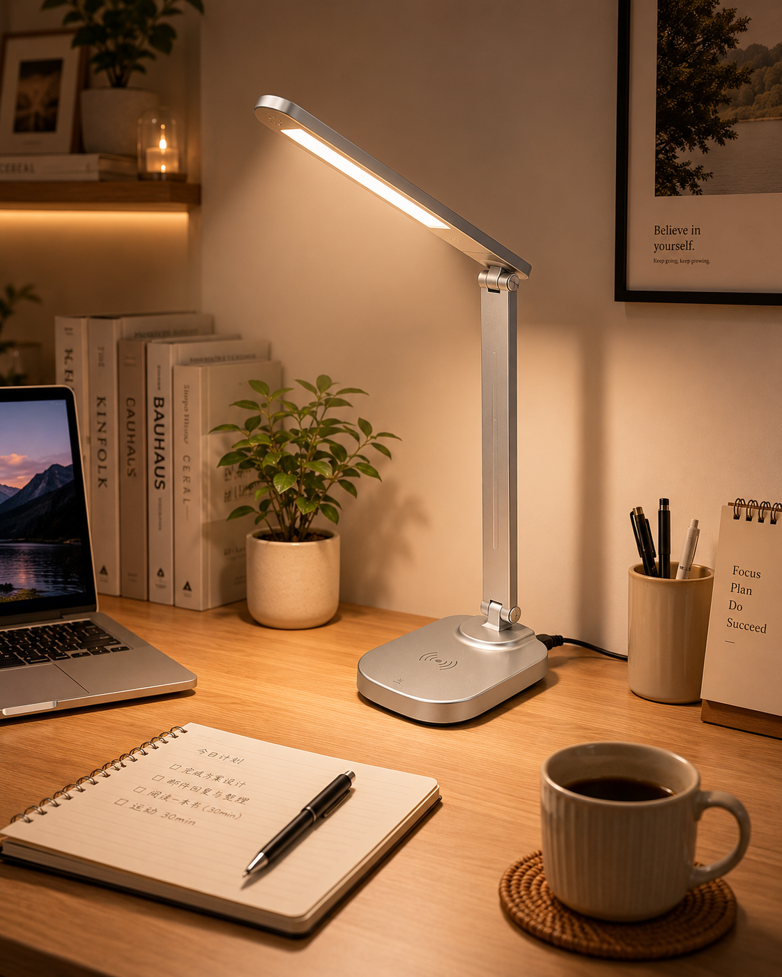 LED DESK LAMP WITH WIRELESS CHARGING BASE